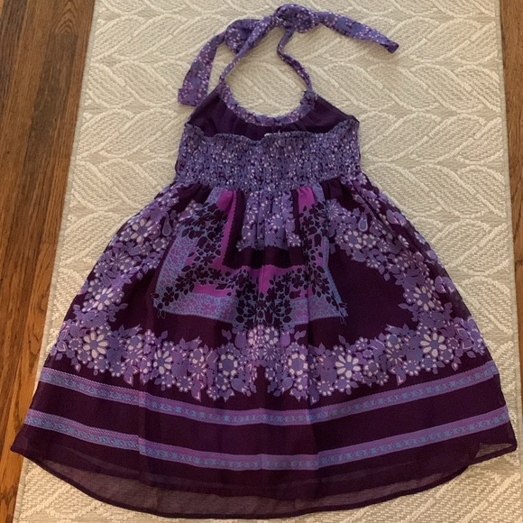 Fire Los Angeles Sundress in Purple, Pink & Maroon, Tie Neckline, Stretch Back - Picture 2 of 8